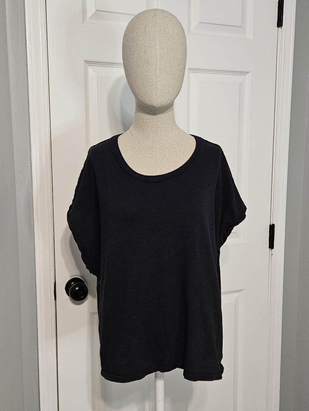 We The Free Black Scoop Neck Short Sleeve Tee